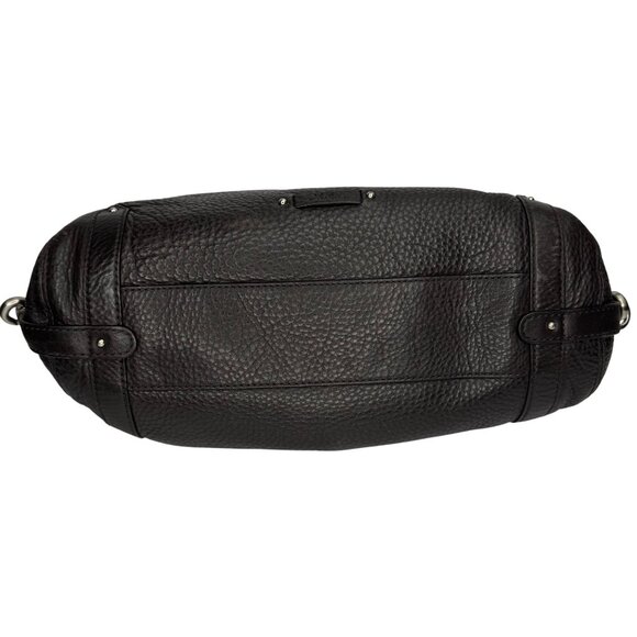 Slouchy Brown Leather Shoulder Handbag With Silver Hardware & Beige Lining - Picture 13 of 14